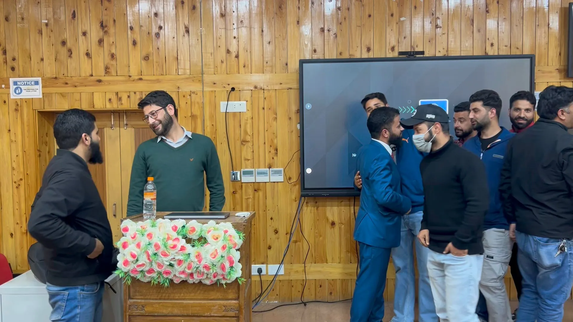 Junaid Farooq with students and colleagues after his PhD defense